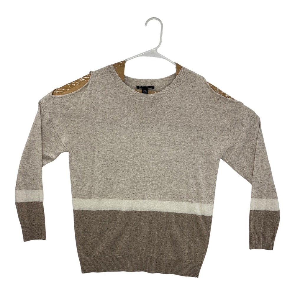 INC International Concepts Cold Shoulder Sweater Color Block XL
